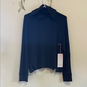 Hype Women's Black Hooded Pullover Shirt Top